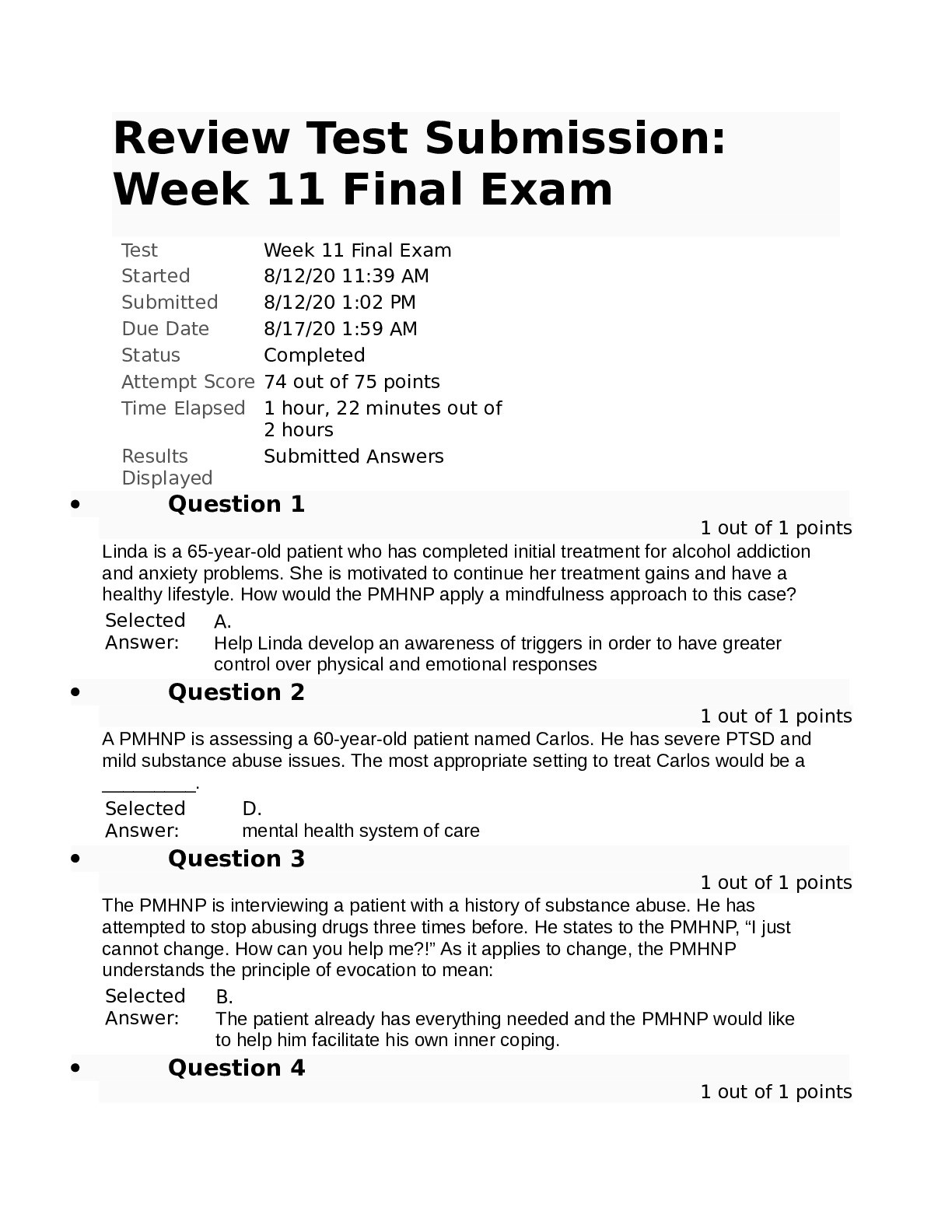 Walden University: NRNP 6640 Week 11 Final Exam with answers