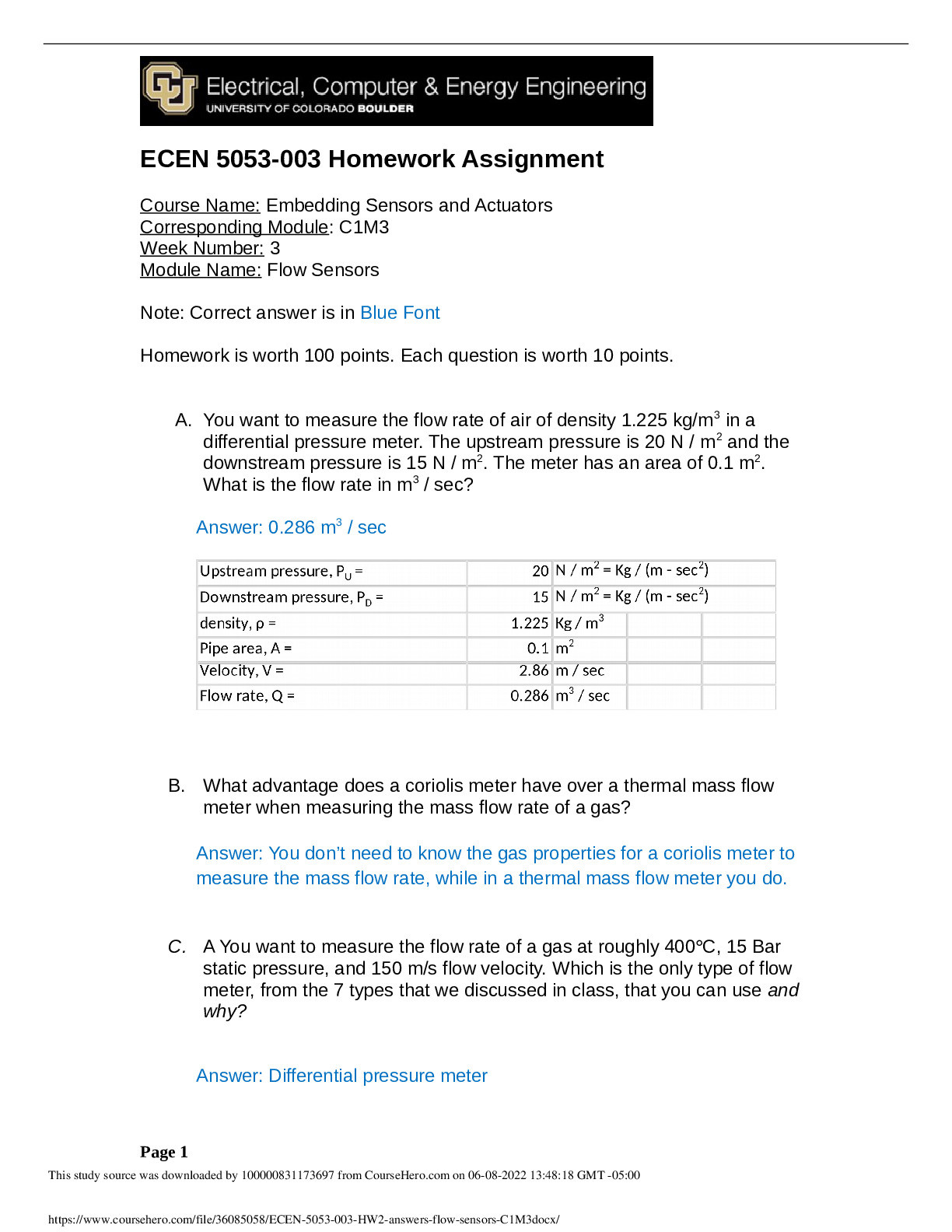 ECEN 5053-003 Homework Assignment: Week- 3 : Flow Sensors