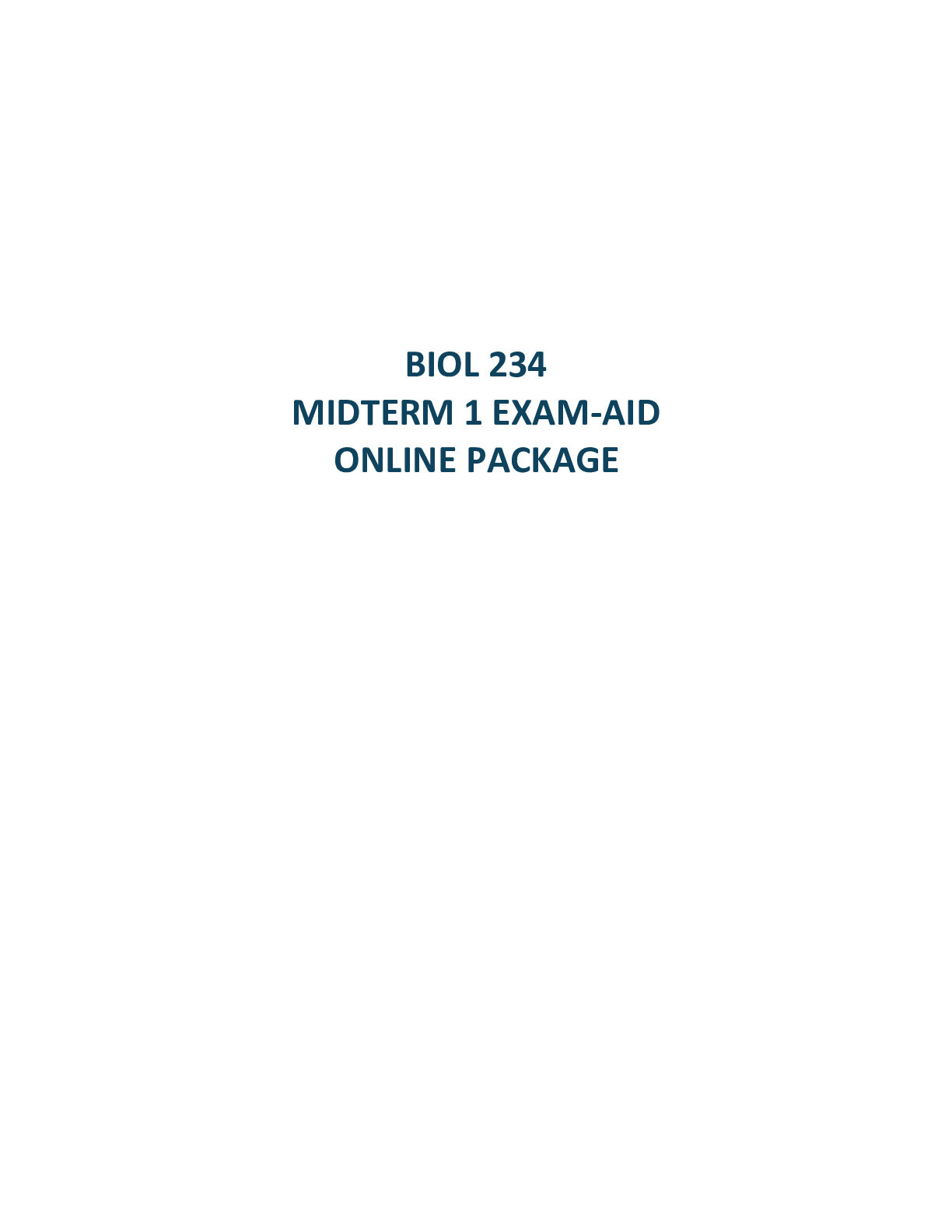 BIOL 234 MIDTERM 1 EXAM-AID ONLINE PACKAGE