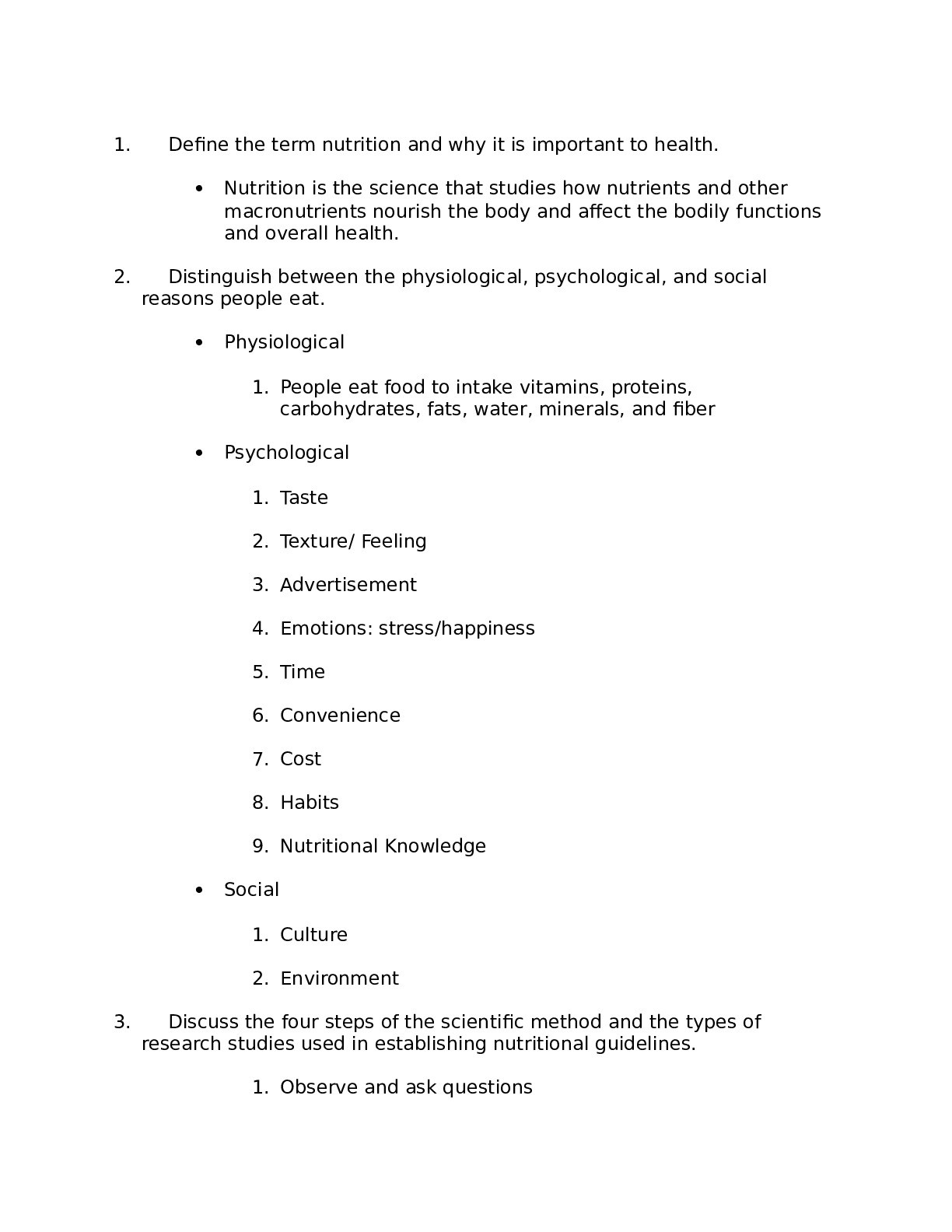 Human Nutrition Exam 1AND Solutions