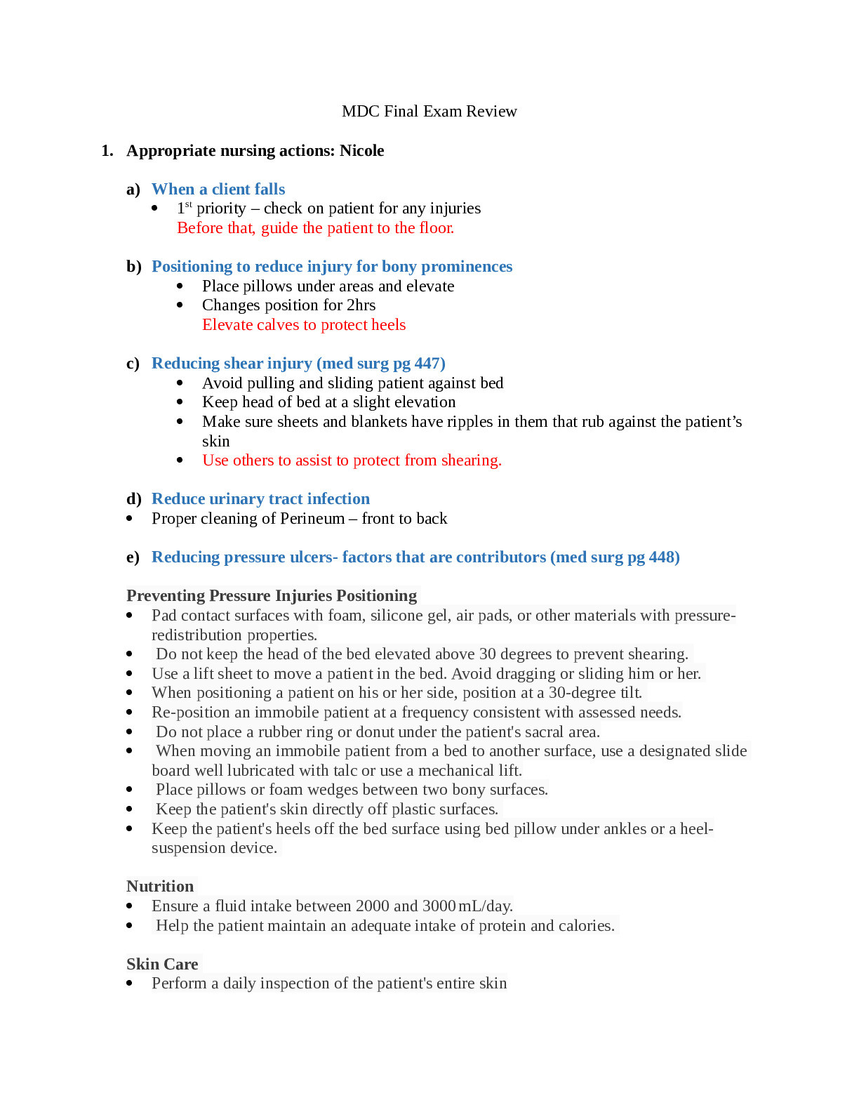 NURSING NUR2356 - MDC EXAM 3 REVIEW 12-8-19.