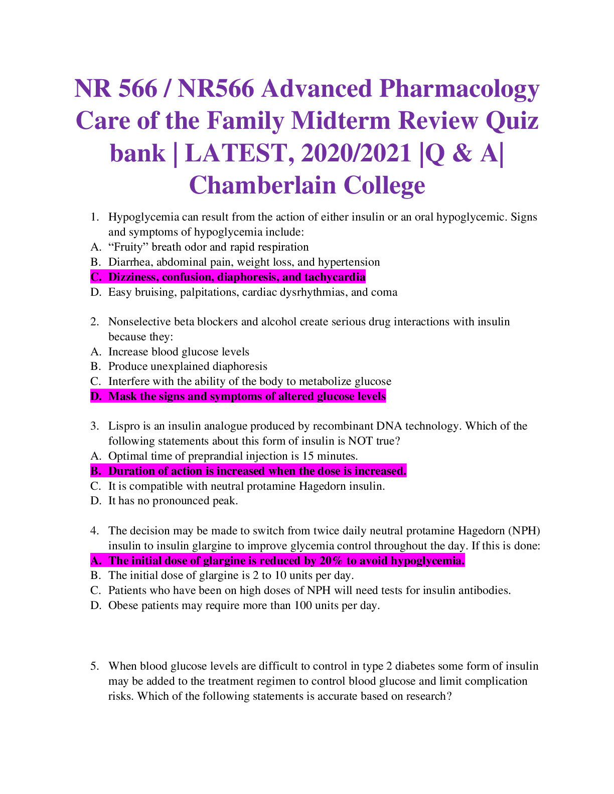 NR566Midterm - Advanced Pharmacology Care of the Family Midterm Review Quiz bank